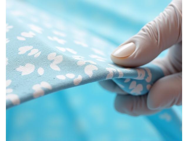 A close-up of a high-quality fabric texture being inspected, symbolizing product quality and guarantee.